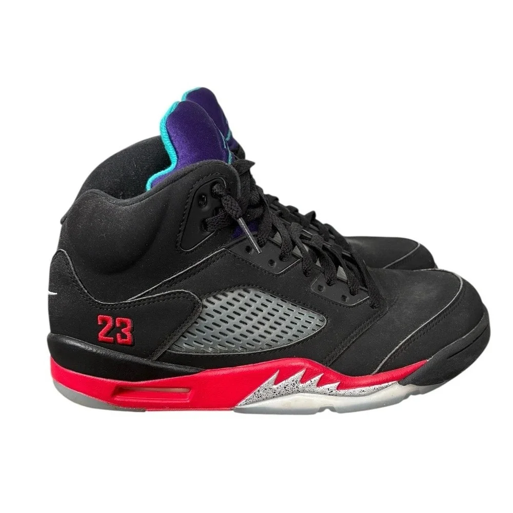 Air Jordan 5 Retro Sneaker Fire Red‎ Metallic Grape Men's Size 9 - Picture 4 of 11